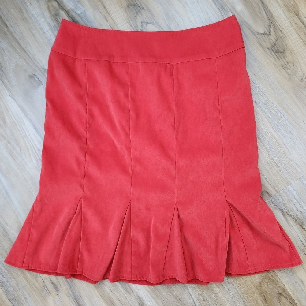 🍑Cato Rust Faux Suede Tulip Hem Skirt Size 12